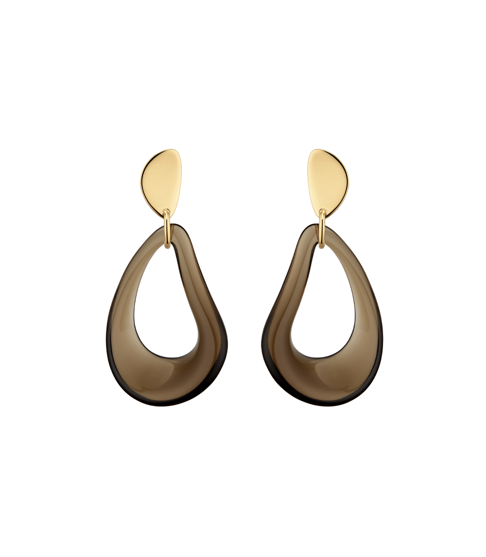 Boucles d'oreilles pendantes Naé - Verre fumé