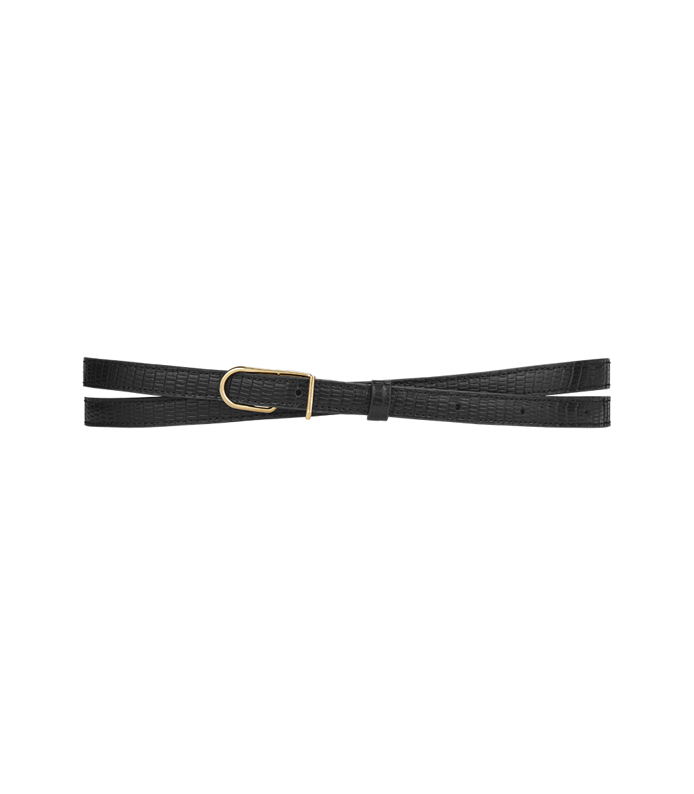 Ceinture Fine Umi - Noir Lézard